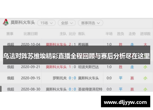 乌法对阵苏维埃精彩直播全程回顾与赛后分析尽在这里